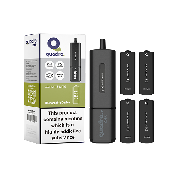 20mg Quadro 2.4K Pod Vape Kit 4 in 1 Black Series 2400 Puffs