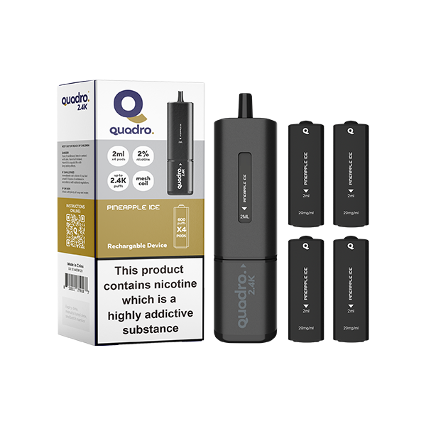 20mg Quadro 2.4K Pod Vape Kit 4 in 1 Black Series 2400 Puffs